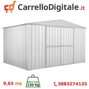 Box in Acciaio Zincato 3.60 x 2.60 m x h2.12 m  - 130 KG - 9,1 metri quadri - BIANCO