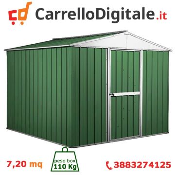 Box in Acciaio Zincato 2.76 x 2.60 m x h2.12 m - 110 KG – 7,2 metri quadri - VERDE 