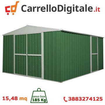Box in Acciaio Zincato 3.60 x 4.30 m x h2.10 m - 185 KG - 15 metri quadri - VERDE
