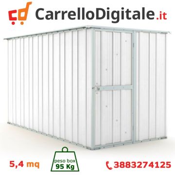 Box in Acciaio Zincato 1.75 x 3.07 m x h1.82 m - 95 KG - 5,4 metri quadri - BIANCO 