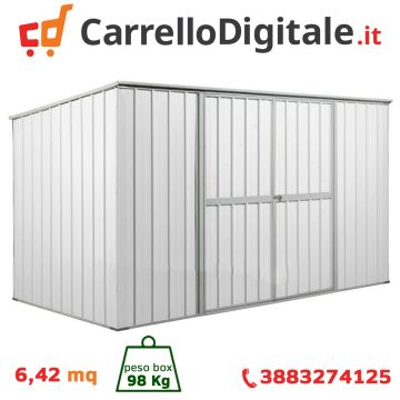 Box in Acciaio Zincato 3.45 x 1.86 m x h1.92 m - 98 KG – 6,0 metri quadri - BIANCO