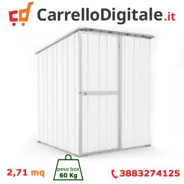 Box in Acciaio Zincato Casetta da Giardino in Lamiera 1.55 x 1.75 m x h2.02 m - 60 KG – 2.71 metri quadri - BIANCO