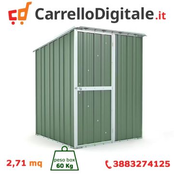 Box in Acciaio Zincato Casetta da Giardino in Lamiera 1.55 x 1.75 m x h2.02 m - 60 KG – 2.71 metri quadri - VERDE