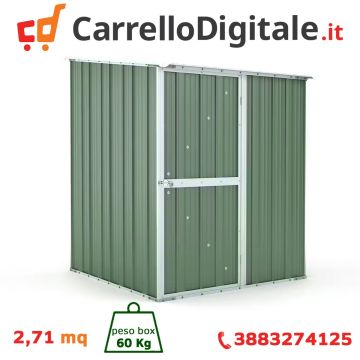 Box in Acciaio Zincato Casetta da Giardino in Lamiera 1.55 x 1.75 m x h2.02 m - 60 KG – 2.71 metri quadri - VERDE