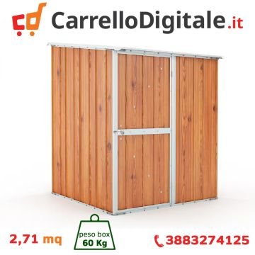 Box in Acciaio Zincato Casetta da Giardino in Lamiera 1.55 x 1.75 m x h2.02 m - 60 KG – 2.71 metri quadri - LEGNO