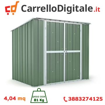 Box in Acciaio Zincato Casetta da Giardino in Lamiera 2.31 x 1.75 m x h2.02 m - 81 KG – 4.04 metri quadri - VERDE
