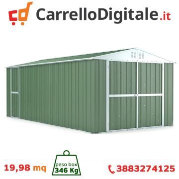 Box in Acciaio Zincato 3.27 x 6.11 m x h2.35 m - 346 KG – 19 metri quadri - VERDE
