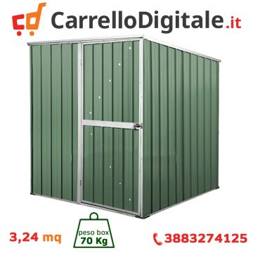 Box in Acciaio Zincato 1.75 x 1.85 m x h1.92 m - 70 KG - 2,92 metri quadri - VERDE
