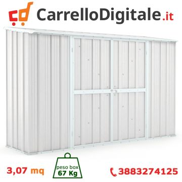 Box in Acciaio Zincato 3.07 x 1.00 m x h1.92 m - 75 KG - 3.07 metri quadri - BIANCO