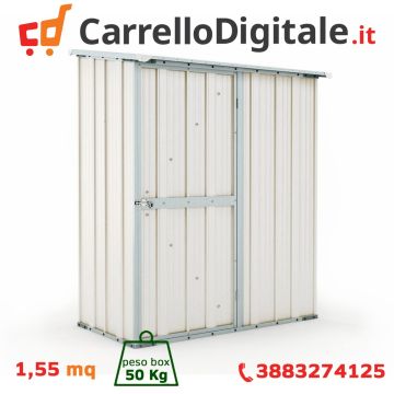 Box in Acciaio Zincato Casetta da Giardino Esterna 1.55 x 1.00 m x h1.92 m - 50 KG – 1,55 metri quadri – BIANCO