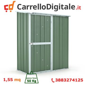 Box in Acciaio Zincato 1.55 x 1.00 m x h1.92 m - 50 KG – 1,55 metri quadri – VERDE