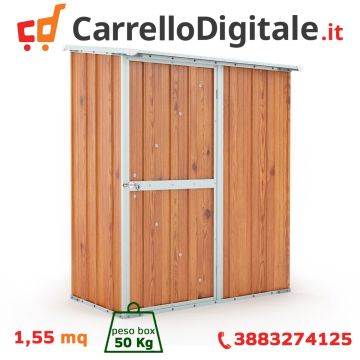 Box in Acciaio Zincato 1.55 x 1.00 m x h1.92 m - 50 KG – 1,55 metri quadri – LEGNO