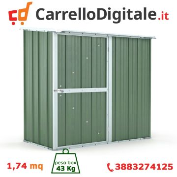 Box in Acciaio Zincato Casetta da Giardino Esterna 1.74 x 1.00 m x h1.82 m - 43 KG – 1.74 metri quadri - VERDE