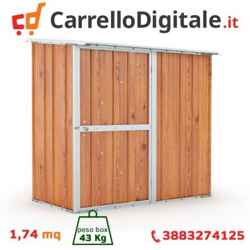 Box in Acciaio Zincato Casetta da Giardino Esterna 1.74 x 1.00 m x h1.82 m - 43 KG – 1.74 metri quadri - LEGNO