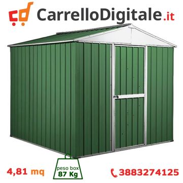 Box in Acciaio Zincato Casetta da Giardino 2.75 x 1.75 m x h2.15 m - 87 KG – 4.81 metri quadri - VERDE