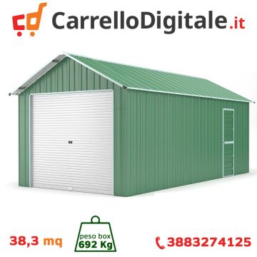 Box in Acciaio Zincato 4.38 x 8.76 m x h 3.31 m - 692 KG – 38.37 metri quadri - VERDE