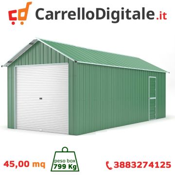 Box in Acciaio Zincato 4.38 x 10.28 m x h 3.31 m - 799 KG – 45 metri quadri - VERDE