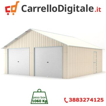 Box in Acciaio Zincato Casetta da Giardino in Lamiera Box Auto 6.66 x 10.28 m x h 3.80 m - 1060 KG – 68.46 metri quadri - BEIGE