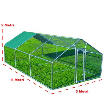 Gabbia per animali da esterno - Recinto per Polli 3 x 6m x 2m H  - 18 mq - 95Kg