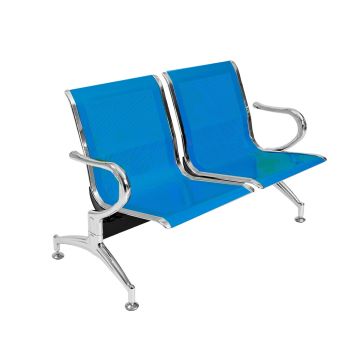 Panca per sala d’attesa, ufficio, studio, a 2 posti in acciaio - COLORE BLU