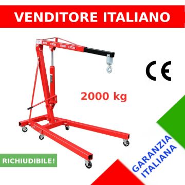Gru idraulica Pieghevole - gruetta officina per sollevamento motori - 2 Tonnellate