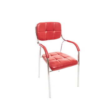 Sedia cromata imbottita per sala d'attesa, ufficio studio colore rosso