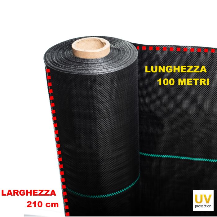 Telo professionale per pacciamatura anti alga/ erbacce in polipropilene 210cm x 100m - 100gr/mq