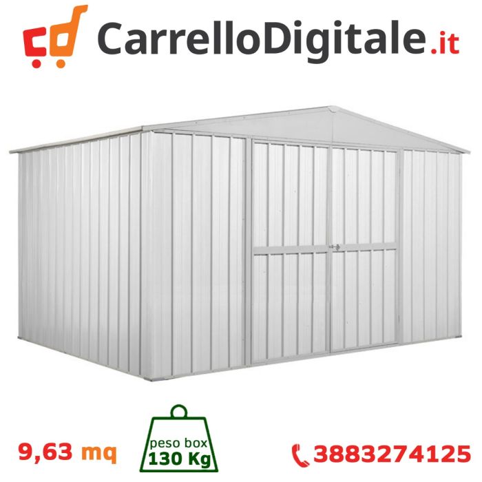 Box in Acciaio Zincato 3.60 x 2.60 m x h2.12 m  - 130 KG - 9,1 metri quadri - BIANCO