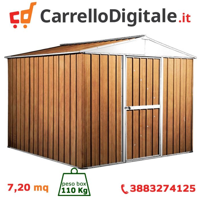Box in Acciaio Zincato 2.76 x 2.60 m x h2.12 m - 110 KG – 7,2 metri quadri - LEGNO