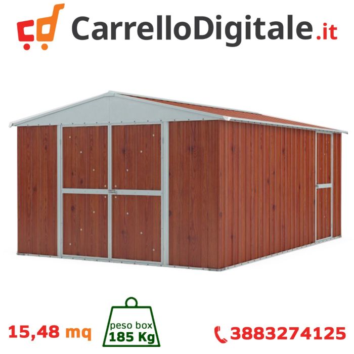 Box in Acciaio Zincato 3.60 x 4.30 m x h2.10 m - 185 KG - 15 metri quadri - LEGNO