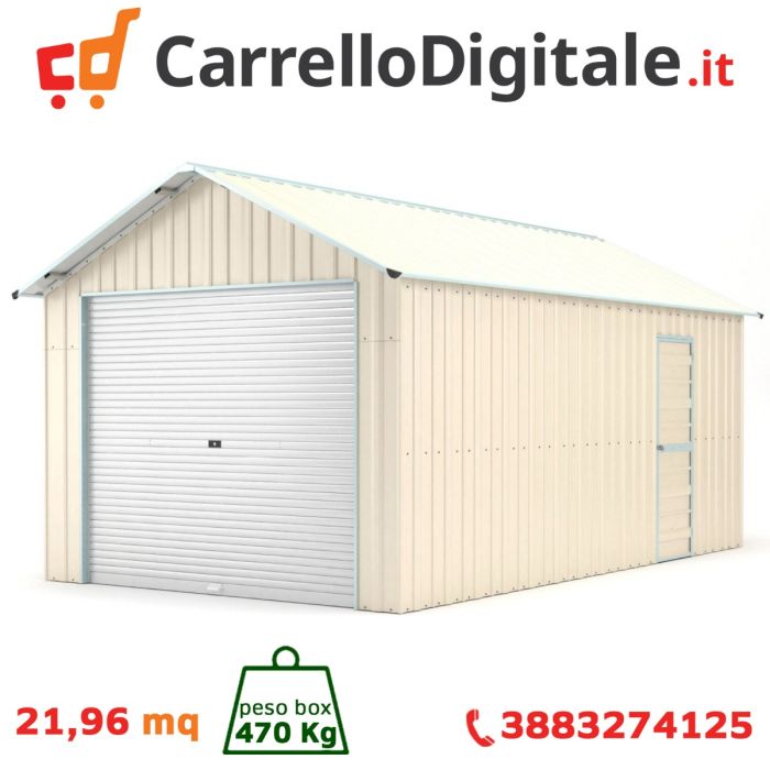 Box in Acciaio Zincato 3.60 x 6.10 m x h 3.15 m - 470 KG - 21.96 metri quadri - BEIGE