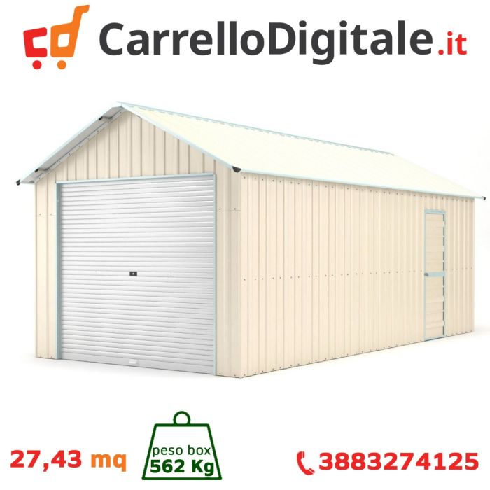 Box in Acciaio Zincato 3.60 x 7.62 m x h 3.15 m - 562 KG - 27.43 metri quadri - BEIGE