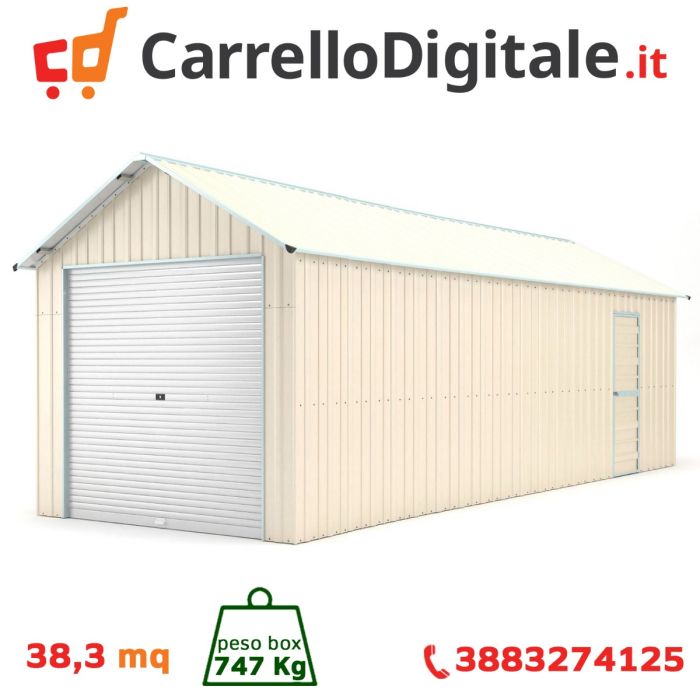Box in Acciaio Zincato 3.60 x 10.66 m x h 3.15 m - 747 KG - 38.37 metri quadri - BEIGE