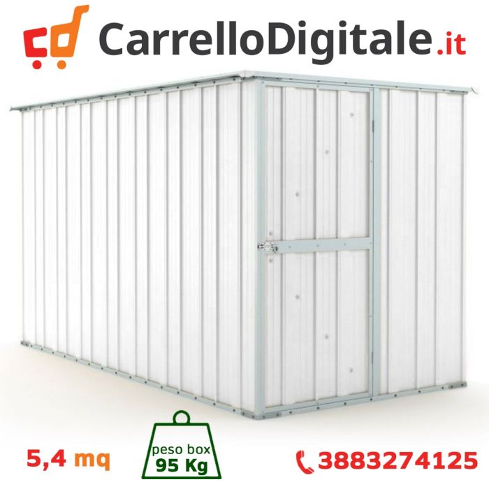 Box in Acciaio Zincato 1.75 x 3.07 m x h1.82 m - 95 KG - 5,4 metri quadri - BIANCO 