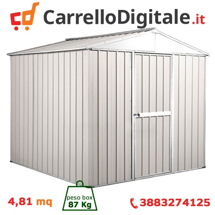 Box in Acciaio Zincato Casetta da Giardino 2.75 x 1.75 m x h2.15 m - 87 KG – 4.81 metri quadri - BIANCO
