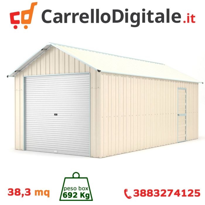 Box in Acciaio Zincato 4.38 x 8.76 m x h 3.31 m - 692 KG – 38.37 metri quadri - BEIGE