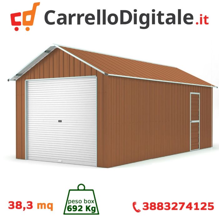 Box in Acciaio Zincato 4.38 x 8.76 m x h 3.31 m - 692 KG – 38.37 metri quadri - LEGNO