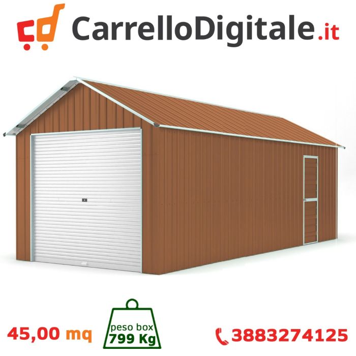 Box in Acciaio Zincato 4.38 x 10.28 m x h 3.31 m - 799 KG – 45 metri quadri - LEGNO