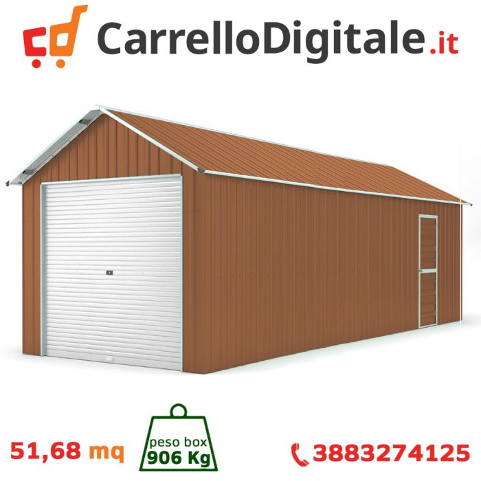 Box in Acciaio Zincato 4.38 x 11.80 m x h 3.31 m - 906 KG – 51.68 metri quadri - LEGNO
